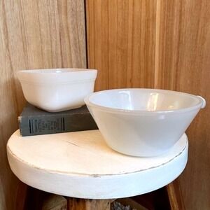 Fire king anchor hocking milk glass handle soup bowl set